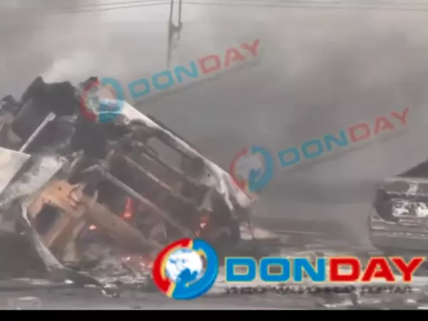 Фото к материалу: Жуткие кадры жесткой автокатастрофы с бензовозом на трассе Ростов-Таганрог