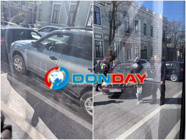 Фото к материалу: Массовое ДТП парализовало движение в районе Театральной площади в Ростове