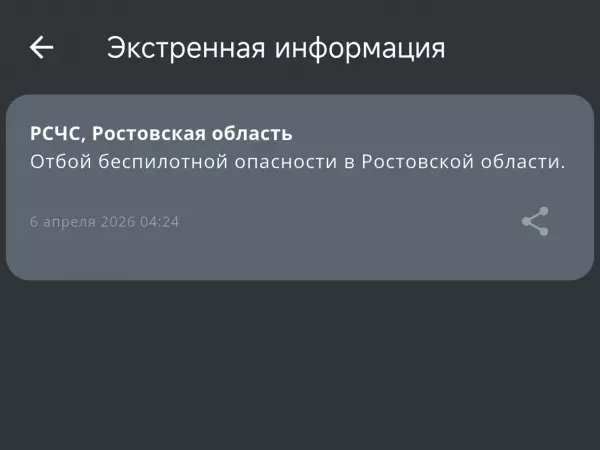 Фото к материалу: В Ростовской области объявили отбой беспилотной опасности утром 6 апреля