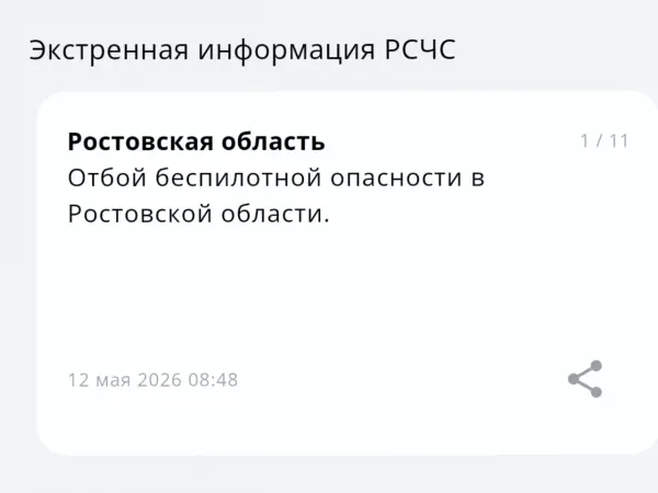 Фото к материалу: В Ростовской области сняли беспилотную опасность утром 12 мая