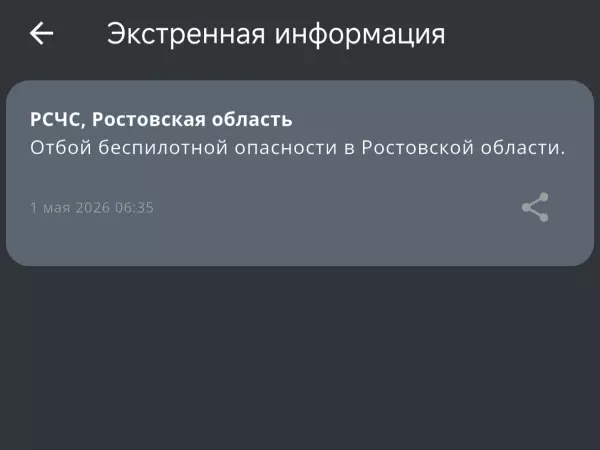 Фото к материалу: В Ростовской области объявили отбой беспилотной опасности в утро праздника Весны и Труда