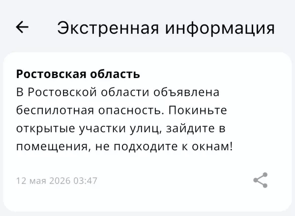 Фото к материалу: Ранним утром 12 мая на Дону объявили беспилотную опасность