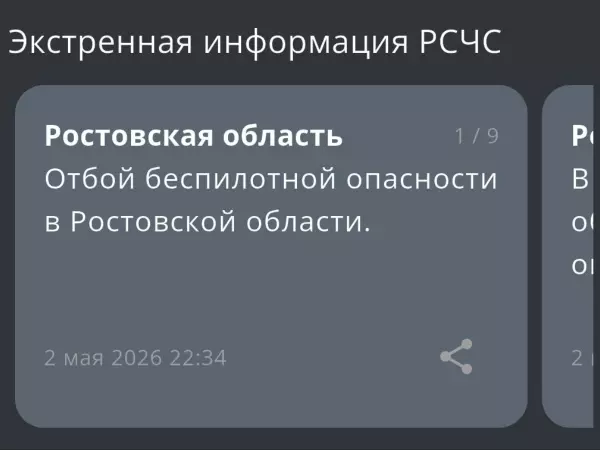 Фото к материалу: В Ростовской области вечером 2 мая дали отбой беспилотной опасности