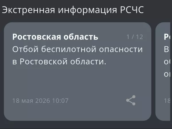 Фото к материалу: В Ростовской области утром 18 мая сняли режим беспилотной опасности