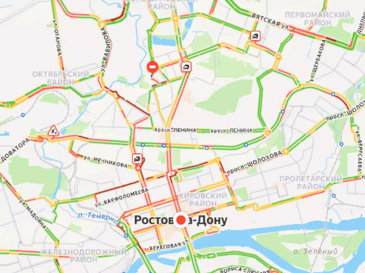 До девяти баллов увеличились пробки в Ростове 11 июня