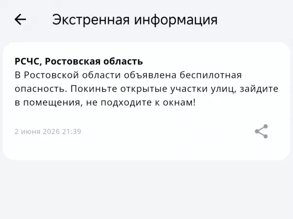Фото к материалу: В Ростовской области объявили беспилотную опасность вечером 2 июня
